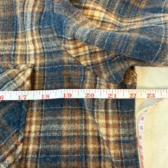 Ponderosa Men’s Vintage Wool Plaid Blue Brown Button Down Shirt Flannel. Large. - Picture 4 of 4